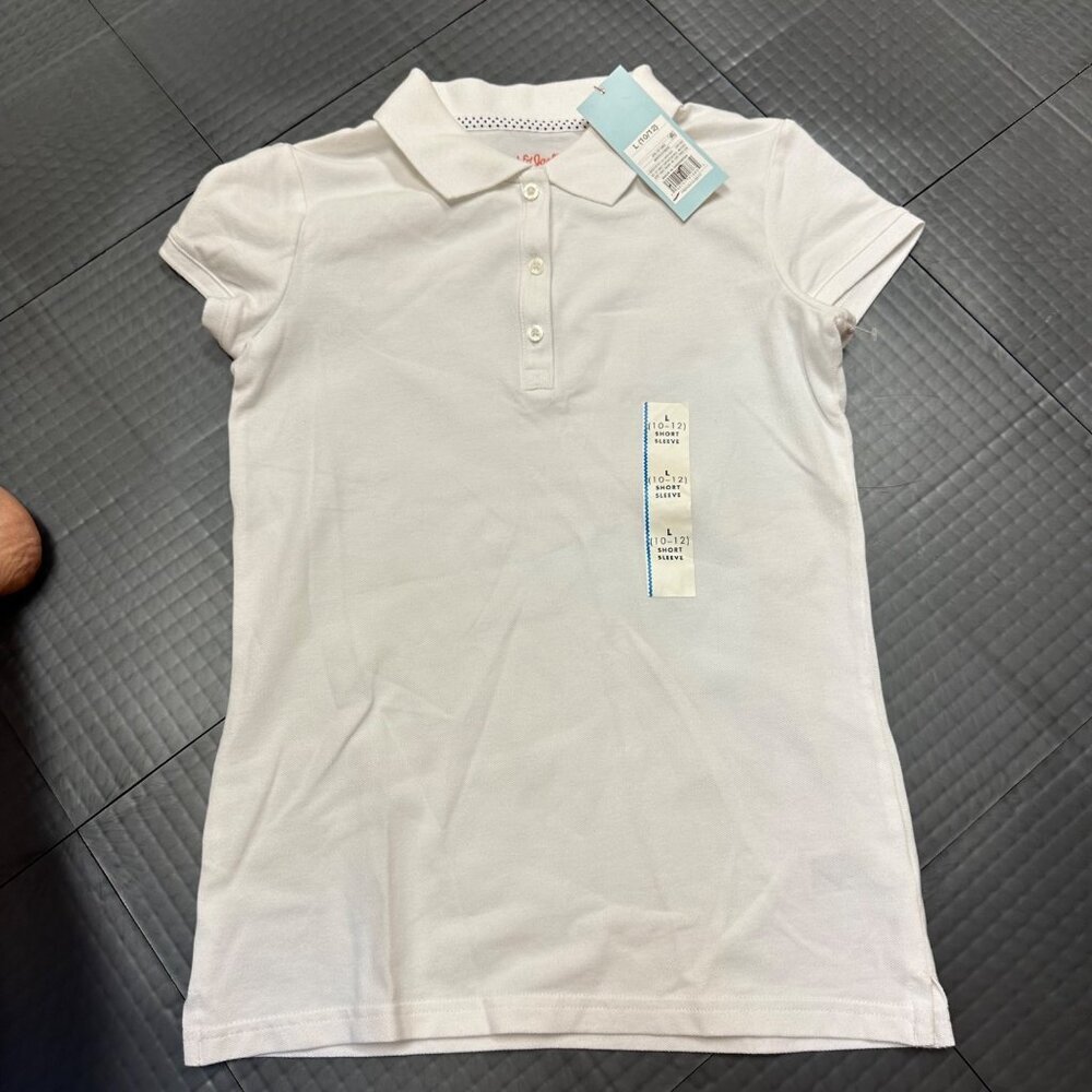 CAT & JACK GIRLS SHORT SLEEVE POLO SHIRT LARGE 10/12 NEW